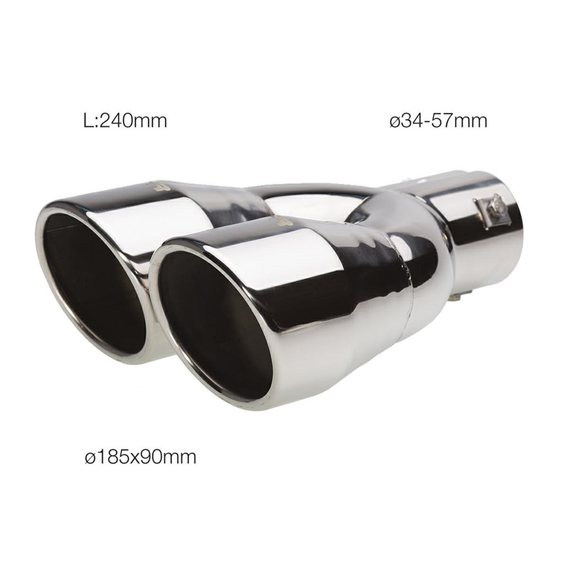 Simoni Racing Embout d'Échappement Rond Double Inox - Ø90xL242mm - Montage ->62mm