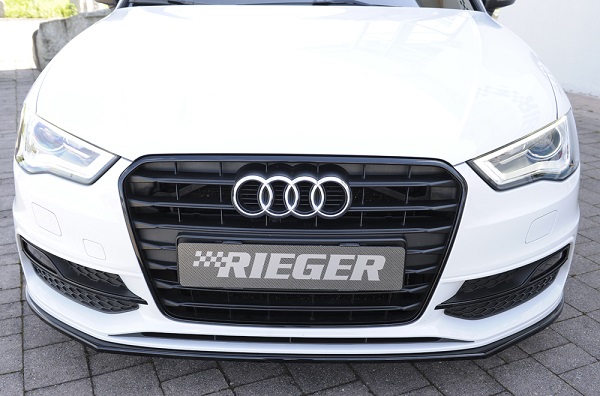 Voorspoiler passend voor Audi A3 8V S-line Rieger Zwart Glans