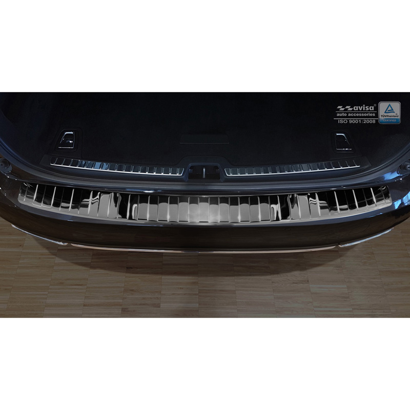 Protection de seuil arrière inox Noir-Chromé sur mesure pour Volvo V90 9/2016- 'Ribs'