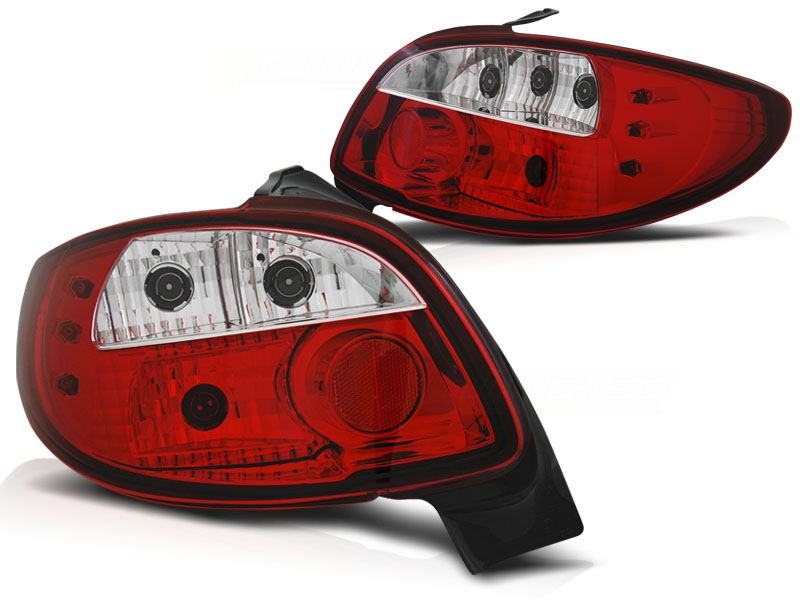 Feux arriere Peugeot 206 LED rouges/blanc
