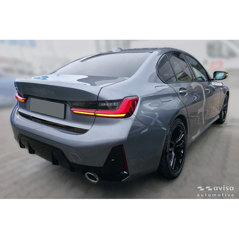 Avisa Moulure de hayon en Inox Noir Chrome sur mesure pour BMW Série 3 (G20) M-Sport Facelift 2018-2022, Facelift 2022-2024 & Facelift 2024-