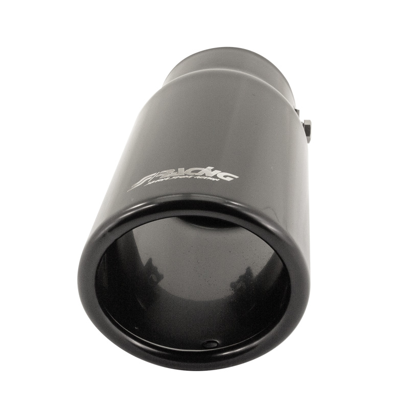 Simoni Racing Embout d'Échappement Rond/Oblique Inox Noir - Ø76xL180mm - Montage ->64mm
