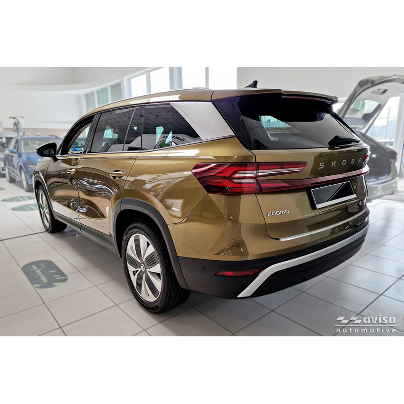 Avisa Protection de seuil arrière inox thermolaqué sur mesure pour Skoda Kodiaq II 2024- 'Soft Silver'