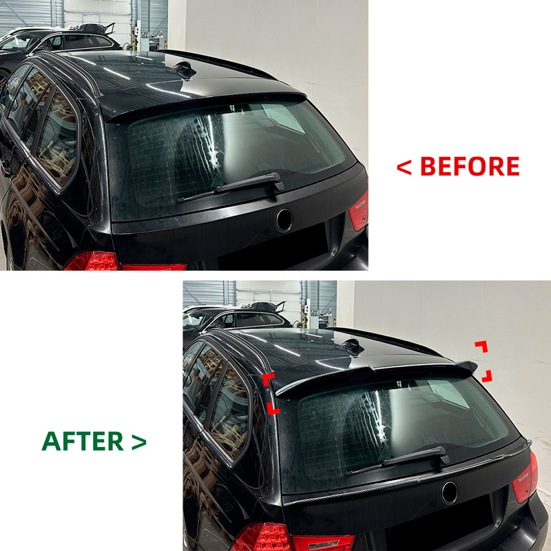 Becquet de toit (Spoiler Cap) sur mesure pour BMW Série-3 E91 Touring 2005-2012 (ABS Noir Luisant)