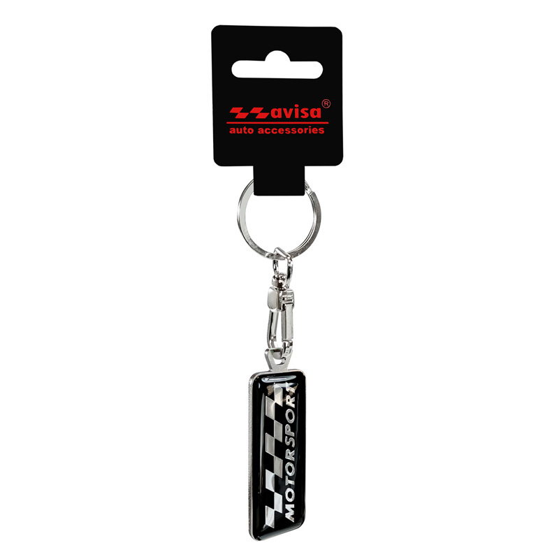Porte-clés en acier inoxydable -  'Motorsport' Noir
