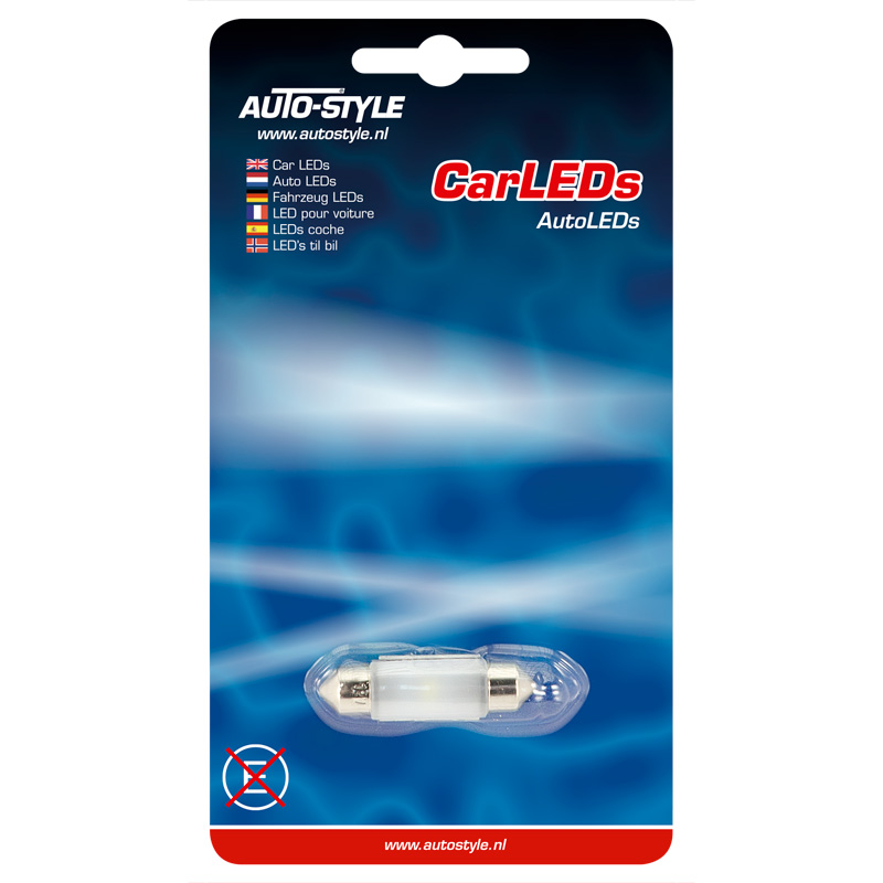Festoon Ampoule SuperLED 3D 12V/1W Blanc 10x36mm, la pièce (8000K)