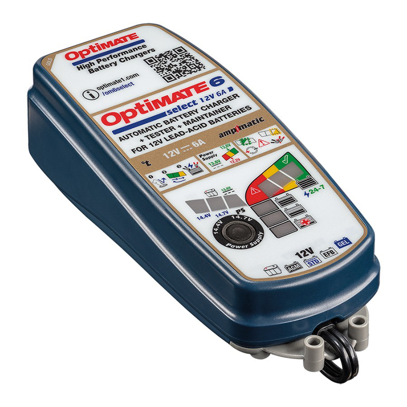 OptiMate 6 Select Chargeur-testeur-mainteneur avec récupération de batterie 12 V 6 A en 9 étapes