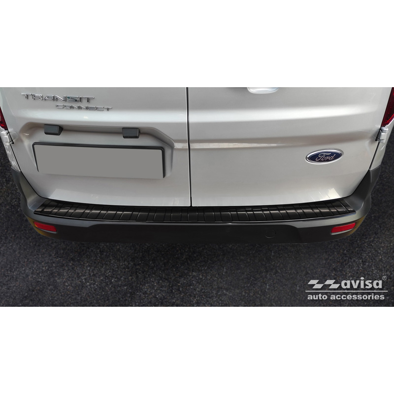 Protection de seuil arrière inox noir sur mesure pour Ford Tourneo Connect/Transit Connect 2014-2017 & FL 2017-2022 'Ribs'