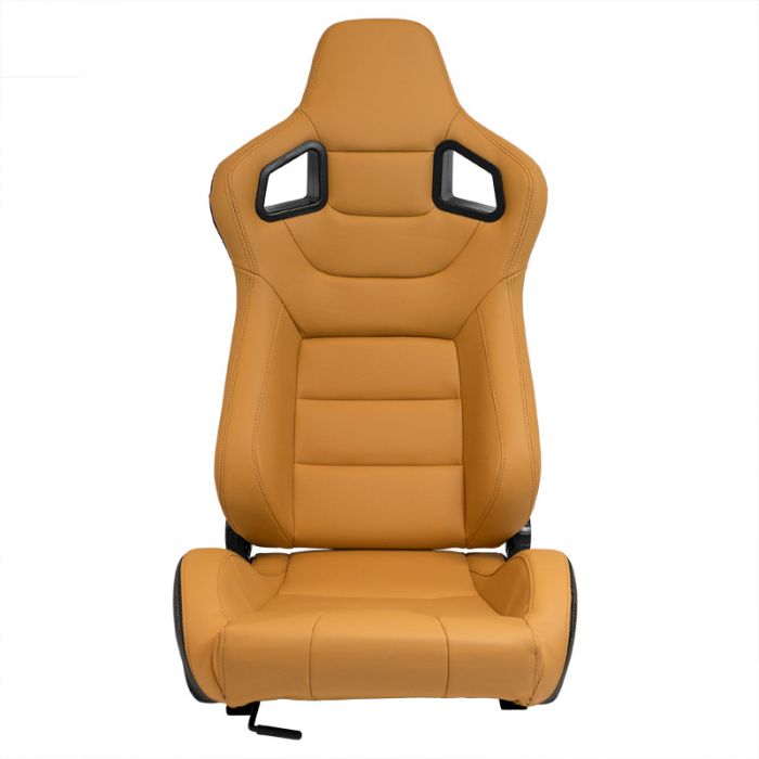 Siège baquet 'RK' - Beige Simili Cuir - Dossier réglable - incl. glissières