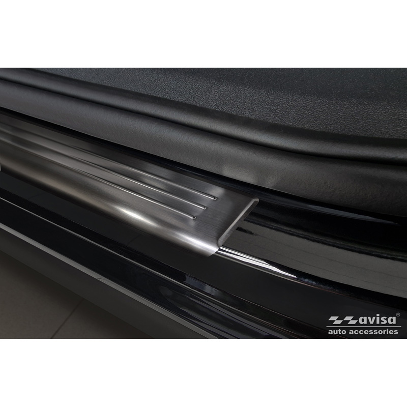 Seuils de portes inoxydable noir sur mesure pour Volkswagen Tiguan III (CT1) 2024- - 'Lines' - 4-pièces