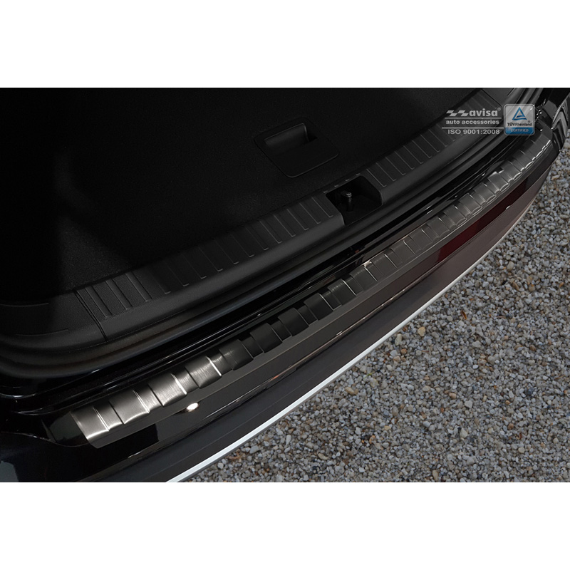 Protection de seuil arrière inox noir sur mesure pour Seat Ateca 2016-2020 & FL 2020- 'Ribs'