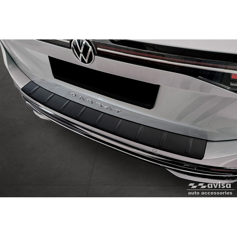 Protection de seuil arrière inox noir mat sur mesure pour Volkswagen Passat Variant (CJ5) 2023- 'Ribs'