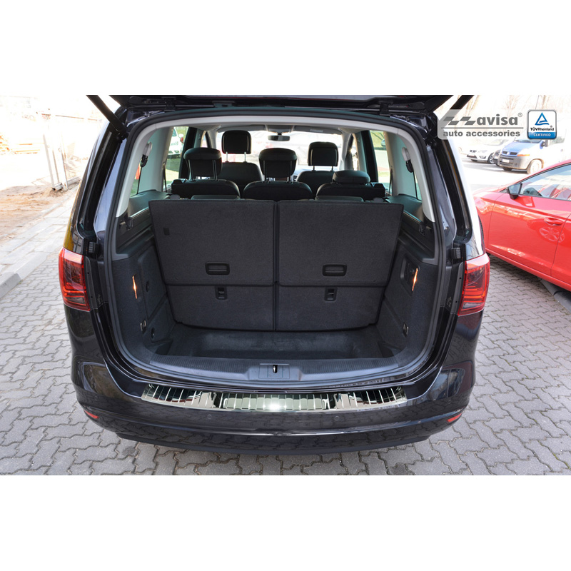 Protection de seuil arrière inox Chrome sur mesure pour Seat Alhambra & Volkswagen Sharan II 2010- 'Ribs'