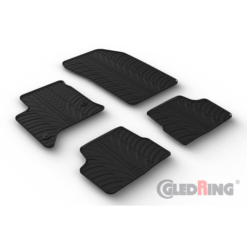 Gledring Set tapis de caoutchouc sur mesure pour Fiat 600 Hybrid 2024- (T profil 4-pièces + clips de montage)