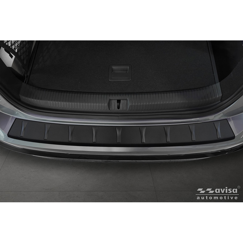 Protection de seuil arrière inox noir mat sur mesure pour Volkswagen ID.7 Tourer 2024- 'Ribs'
