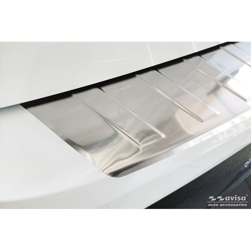 Protection de seuil arrière inox sur mesure pour Opel Mokka 2020- 'Ribs' (2-Pièces)