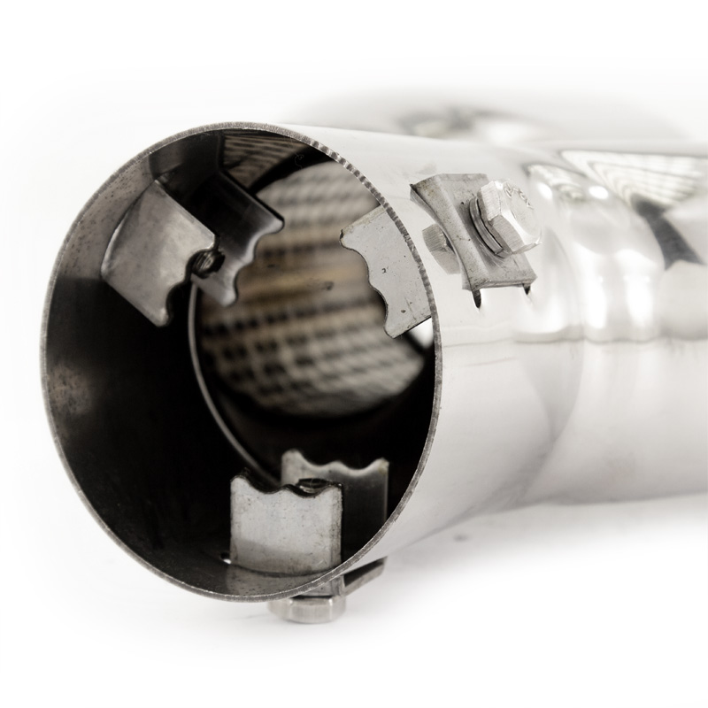 Simoni Racing Embout d'Échappement Ovale Double/Oblique Inox - 167x67xL220mm - Montage 37->57mm - à gauche