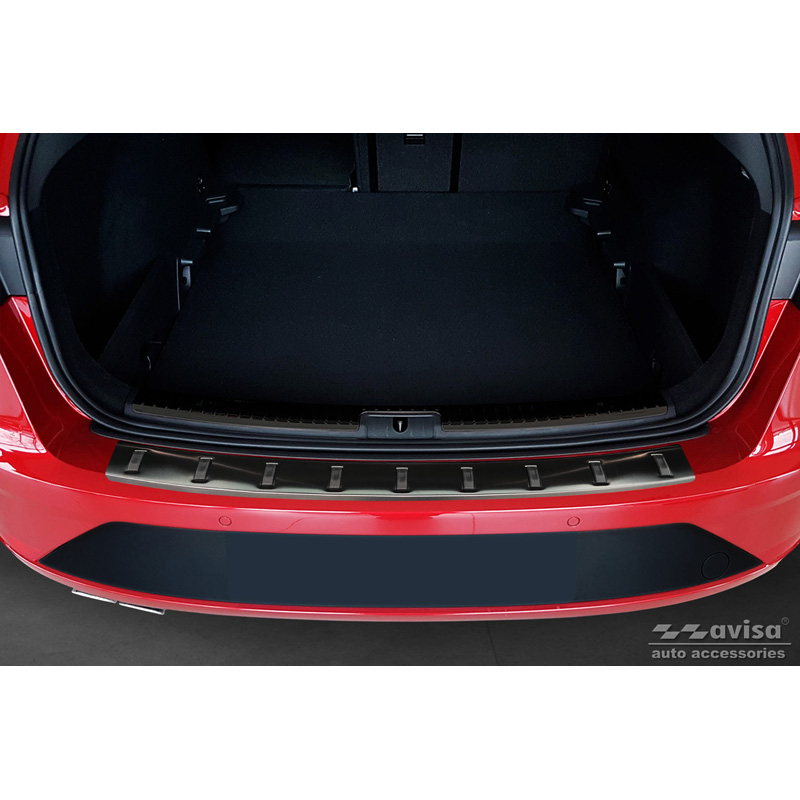 Protection de seuil arrière inox noir sur mesure pour Seat Leon ST (5F) 2013-2017 & Facelift 2017-2020 'STRONG EDITION'