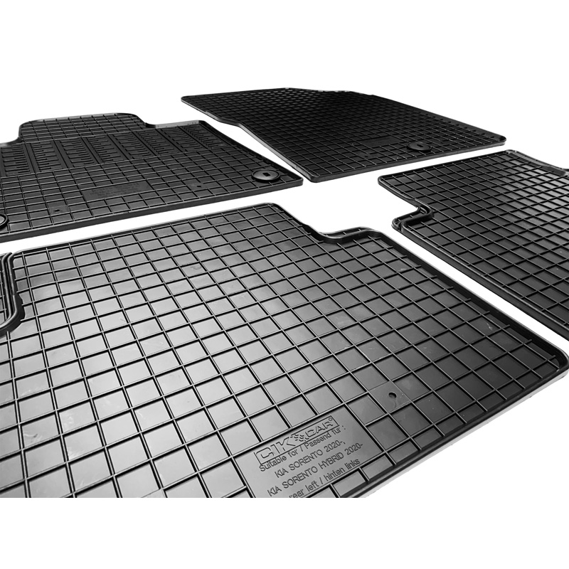 Set tapis de caoutchouc sur mesure pour Kia Sorento IV (MQ4) 2020- excl. Hybrid (4-pièces + points de fixage)