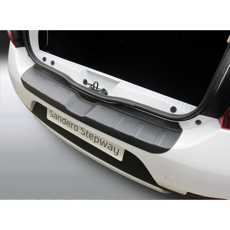 Protection de seuil arrière (ABS) sur mesure pour Dacia Sandero Stepway 2012-2020 'Ribbed' Noir