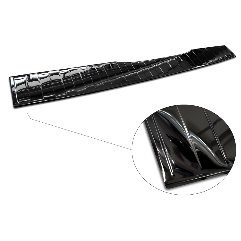 Protection de seuil arrière inox Noir-Chromé sur mesure pour Mercedes Vito / Classe-V 2014-2019 & Facelift 2019- 'Ribs' 'XL'