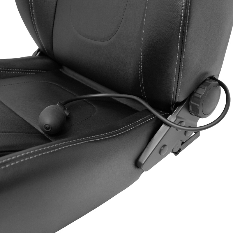Siège baquet 'Retro II' - Simili Cuir Noir + Surpiqûres argent - Dossier réglable - incl. glissières
