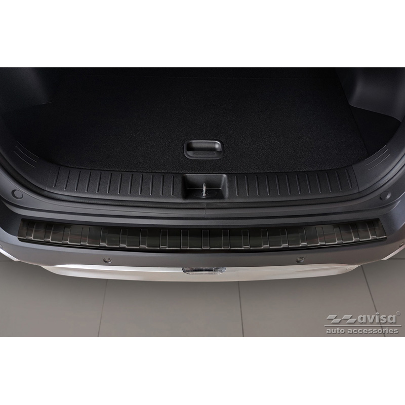 Protection de seuil arrière inox noir sur mesure pour Kia Sportage V 2021- 'Ribs'