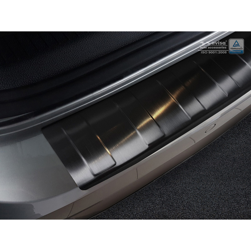 Protection de seuil arrière inox noir sur mesure pour Volkswagen Golf VII Variant Facelift incl. R-Line & Alltrack 2017-2020 'Ribs'