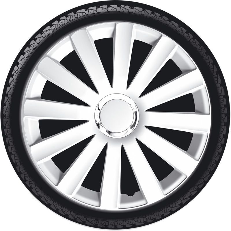 Jeu d'enjoliveurs Spyder 16-inch blanc + anneau chromé