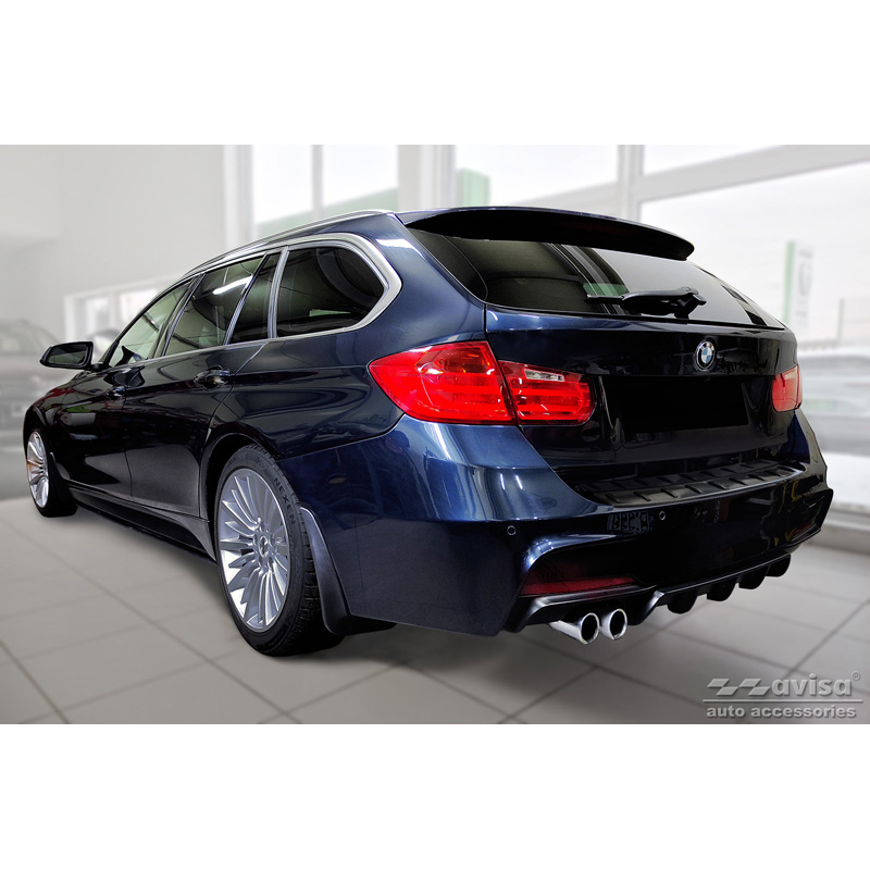 Protection de seuil arrière inox noir sur mesure pour BMW Série 3 (F31) Touring (incl. Paquet M) 2012-2015 & Facelift 2015-2019 'STRONG EDITION'