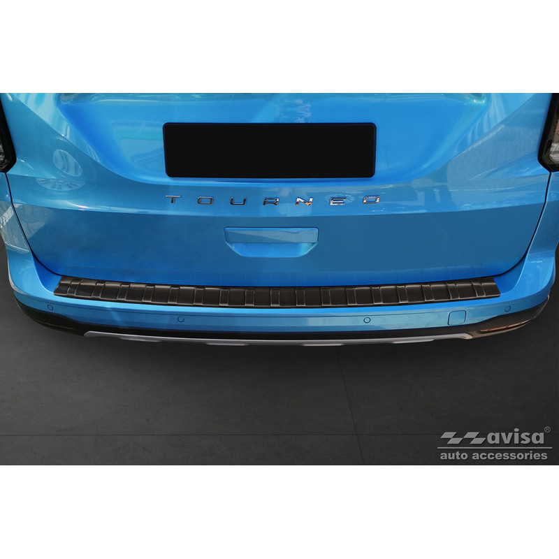 Protection de seuil arrière inox noir sur mesure pour Ford Tourneo Connect III 2022- 'Ribs'