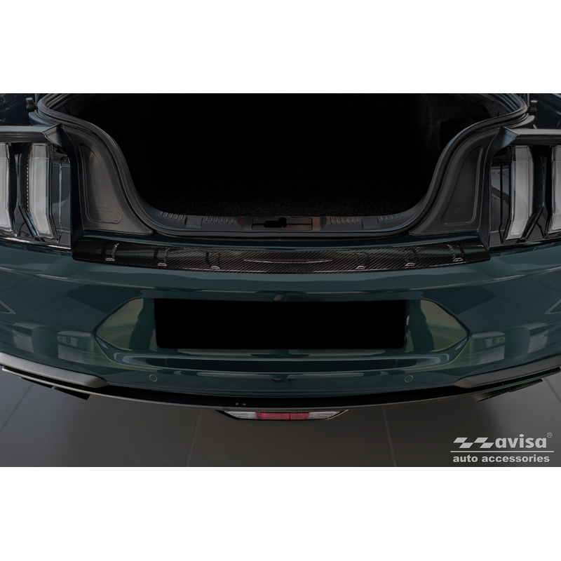 Protection de seuil arrière carboné 3D sur mesure pour Ford Mustang VI Coupé 2015-2017 & FL 2017- incl. GT 'Ribs'
