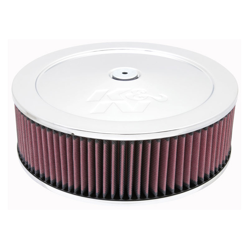 K&N Filtre à Air rond - 186mm raccord, 279mm diamètre, 114mm hauteur (60-1230)