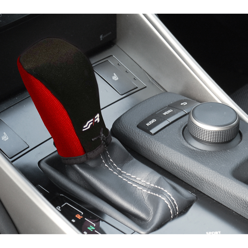 Simoni Racing Housse pour Pommeau de Vitesse Universal - Noir/Rouge + Logo