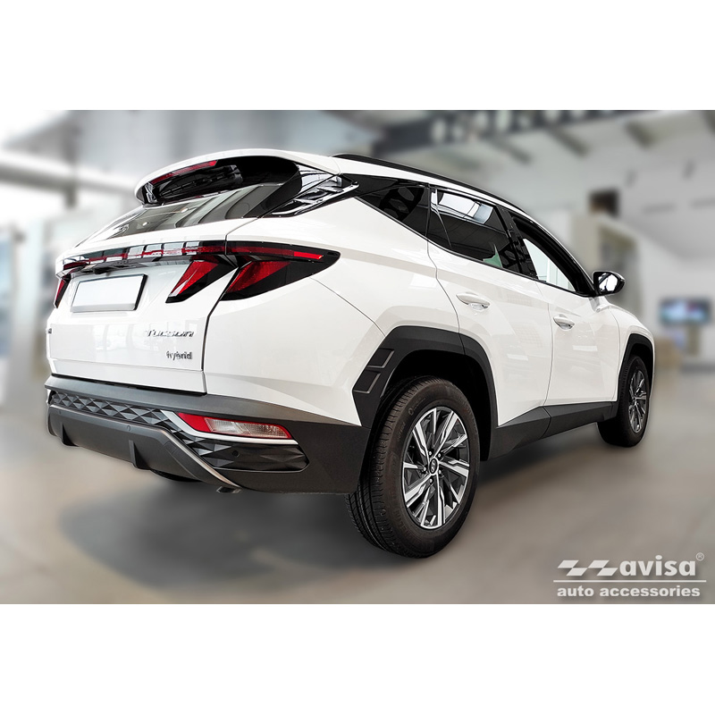 Protection de seuil arrière inox noir sur mesure pour Hyundai Tucson 2020-2024 & Facelift 2024- 'Ribs'