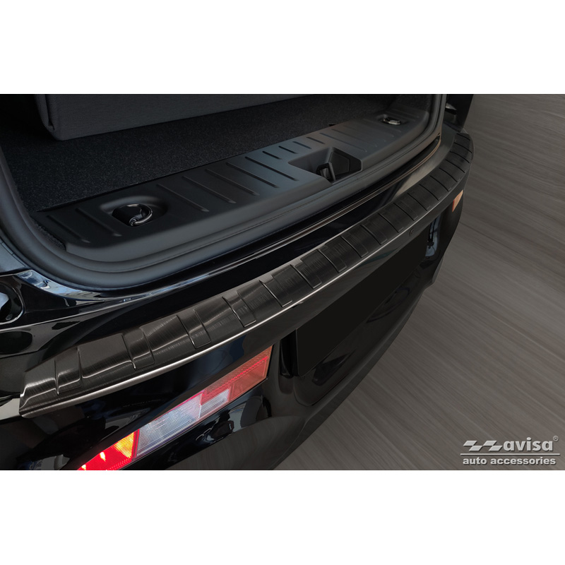 Protection de seuil arrière inox noir sur mesure pour BMW i3 (i01) Facelift 2017- 'Ribs'