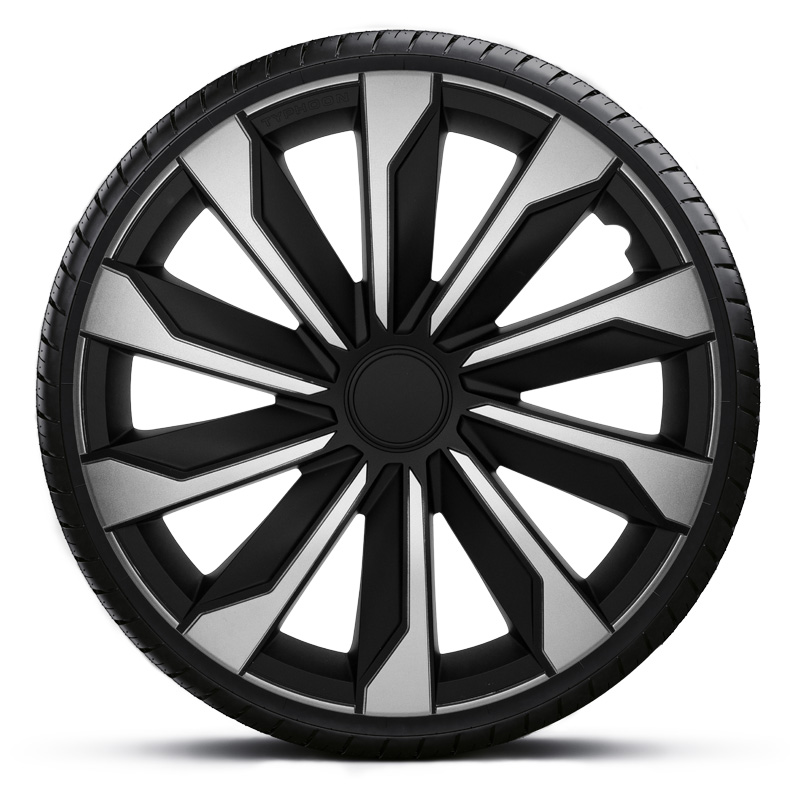 Jeu d'enjoliveurs Typhoon 14-inch argent/noir