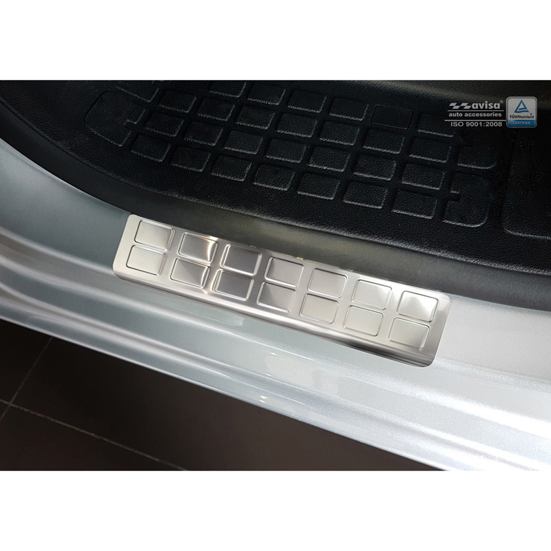 Seuils de portes inoxydable sur mesure pour Citroën Jumpy & Spacetourer / Peugeot Expert & Traveller / Toyota Proace 2016- / Opel Vivaro / Zafira Life 2019- & Fiat Scudo / Ulysse 2022- - 'Rectangles' - 2-pièces portes avant