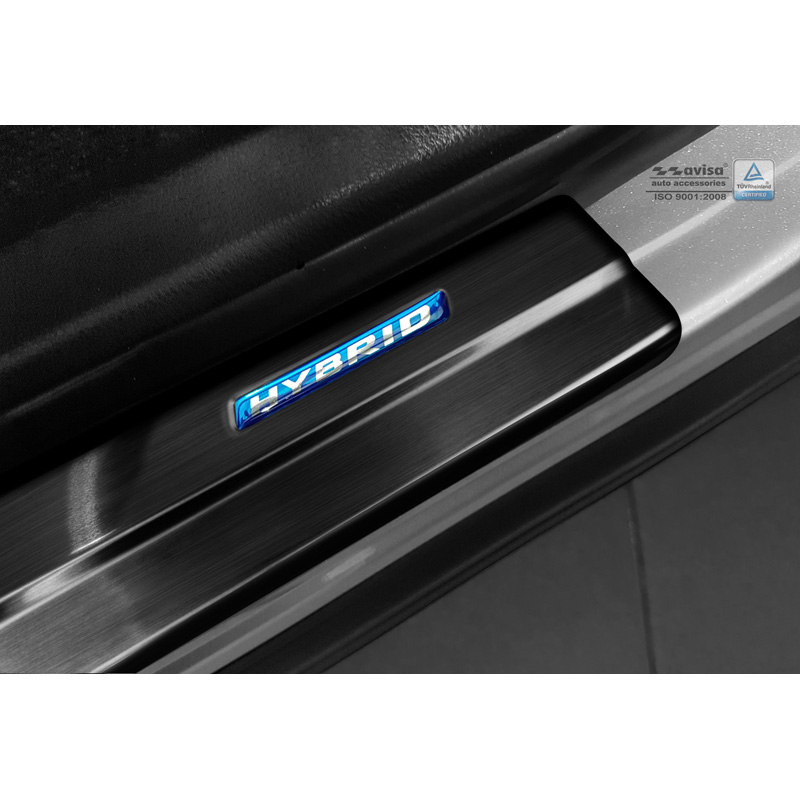 Seuils de portes inoxydable noir sur mesure pour Toyota C-HR 2016-2019 & FL 2019-2023 & RAV4 IV FL 2016-2018 & Lexus NX 2014-2021 - 'Hybrid' - 4-pièces