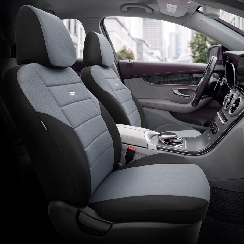 otoM Housse de sièges universel en textile 'SelectedFit One' Noir/Gris - 10-pièces - adapté aux Side-Airbags