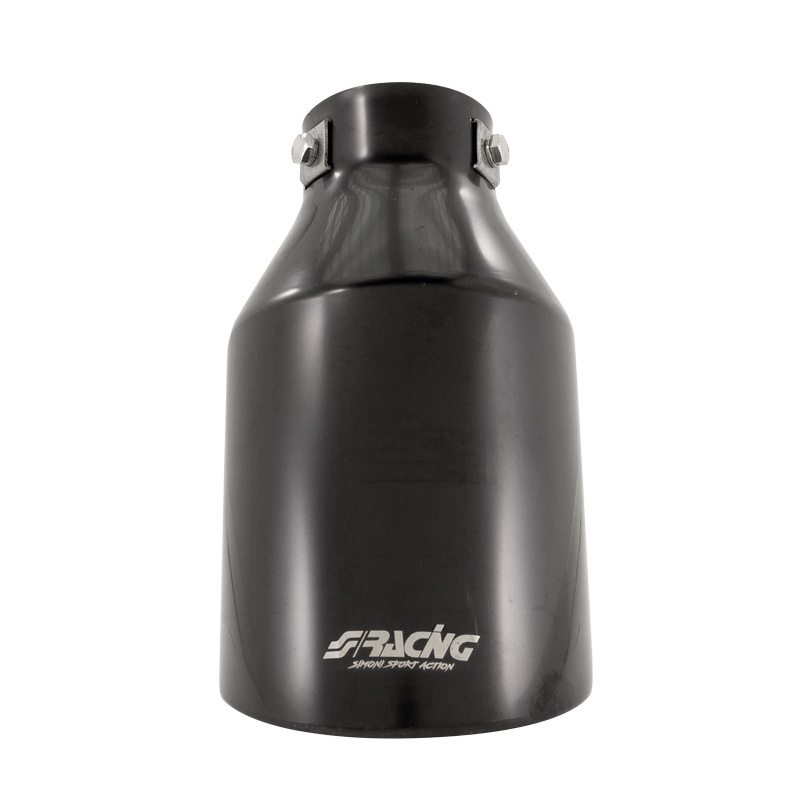 Simoni Racing Embout d'Échappement Rond/Oblique Inox Noir - Ø115xL210mm - Montage 38-63mm