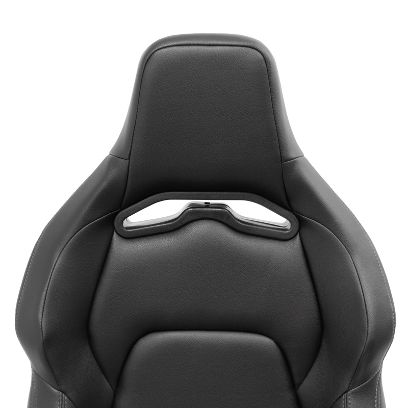 Siège baquet 'VGR' - Simili Cuir Noir + Surpiqûres argent - Dossier réglable - incl. glissières