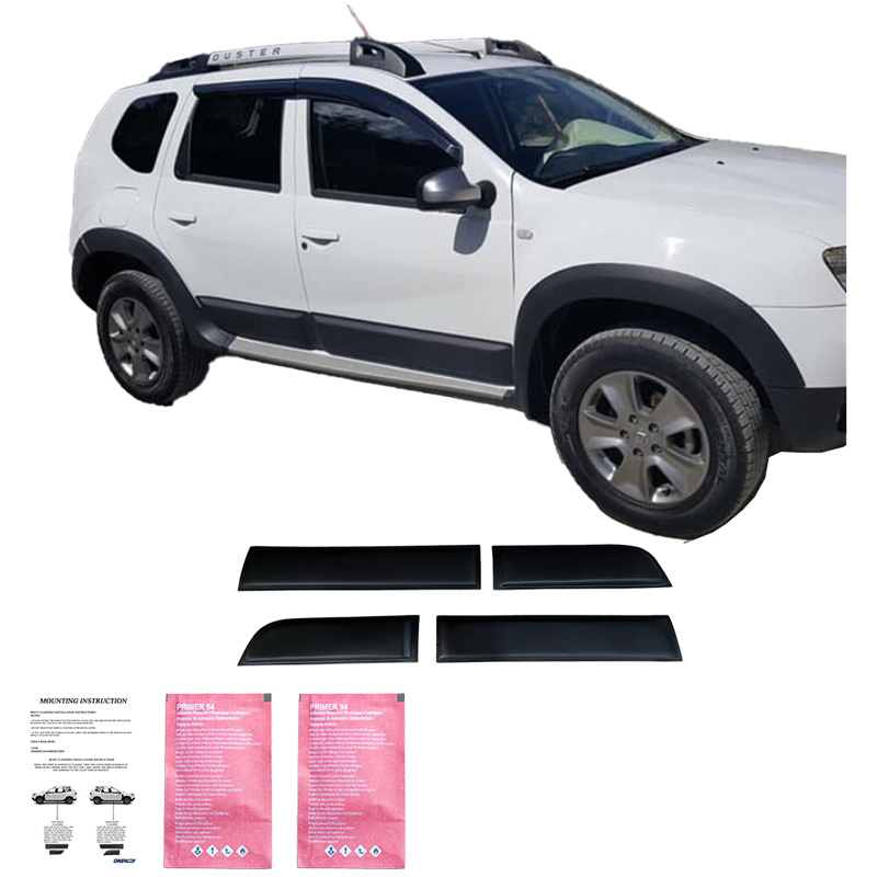 Jeu de baguettes de porte sur mesure pour Dacia Duster I 2010-2017 (sans marquage Duster) - Noir mat