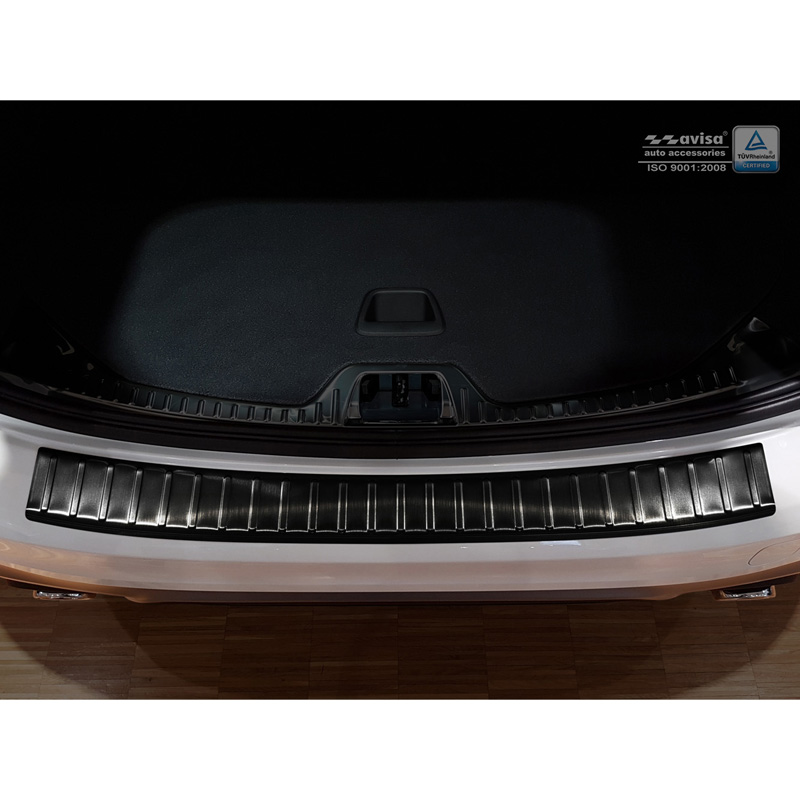 Protection de seuil arrière inox noir sur mesure pour Volvo V60 2010-2018 'Ribs'