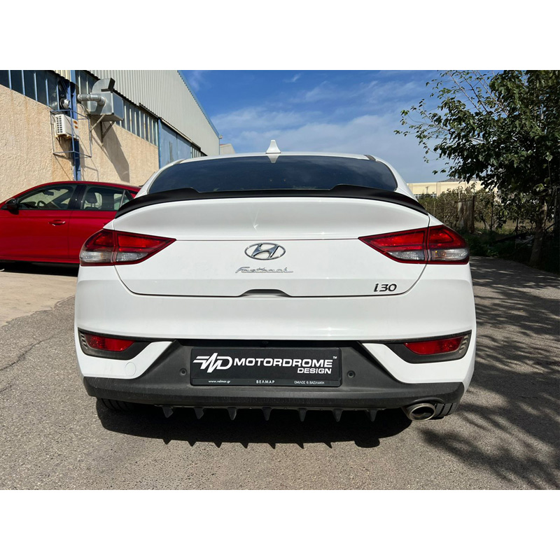 Lèvre spoiler arrière sur mesure pour Hyundai i30 III Fastback incl. N-Line 2017- (ABS Noir brillant)
