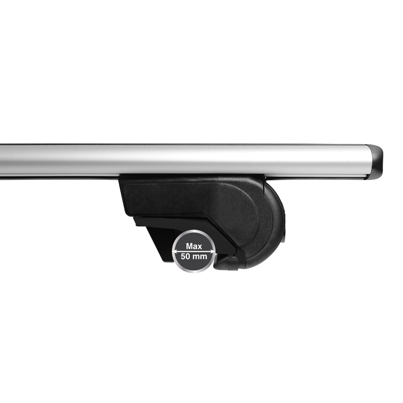 Jeu de barres de toit universelle Twinny Load Aluminium Fly Bar 124cm pour voitures avec barres longitudinales d'origine ouvertes et intégrées