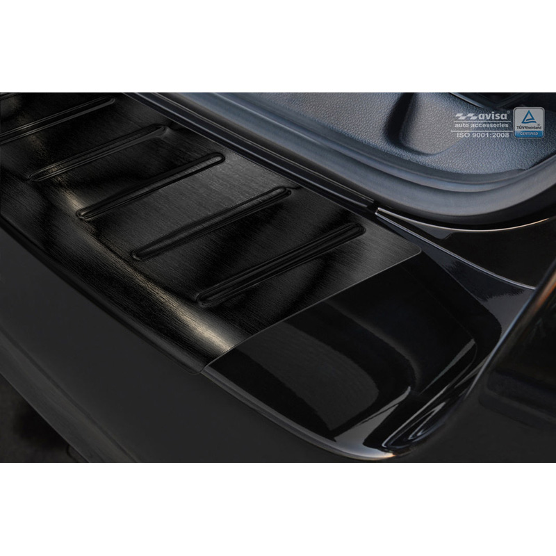 Protection de seuil arrière inox noir sur mesure pour Peugeot 508 SW 2011-2018 'Ribs'