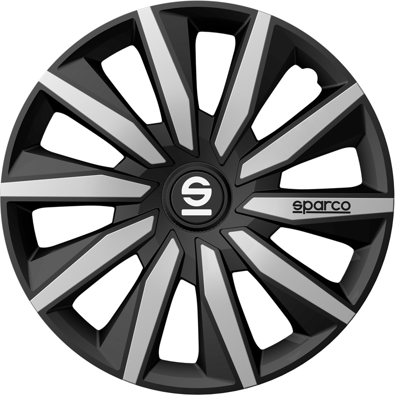 Sparco Enjoliveurs Milano - 15-pouces - Noir/Argent - Set de 4 pièces