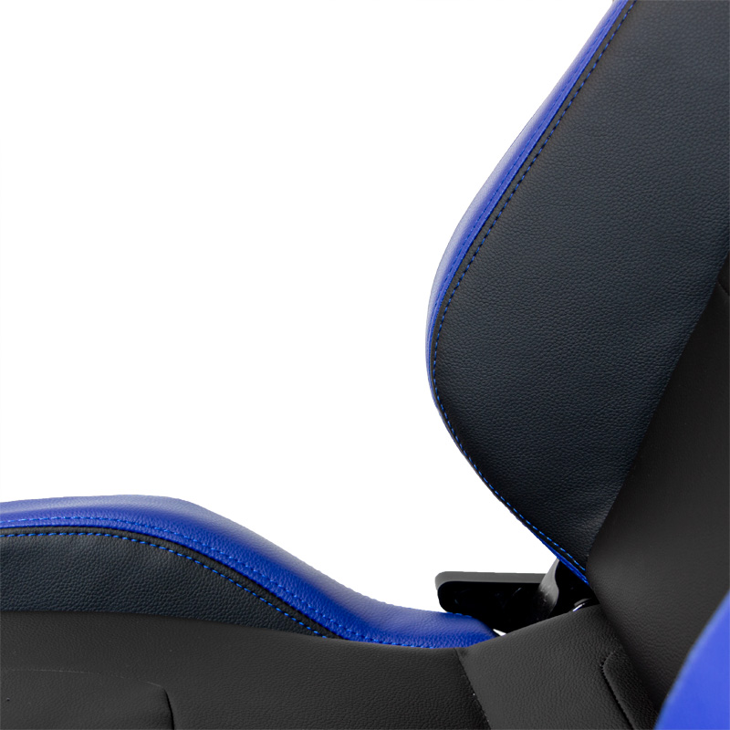 Siège baquet 'RS6-II' - Noir-Mattes/Simili Cuir Bleu - Dossier réglable - incl. glissières