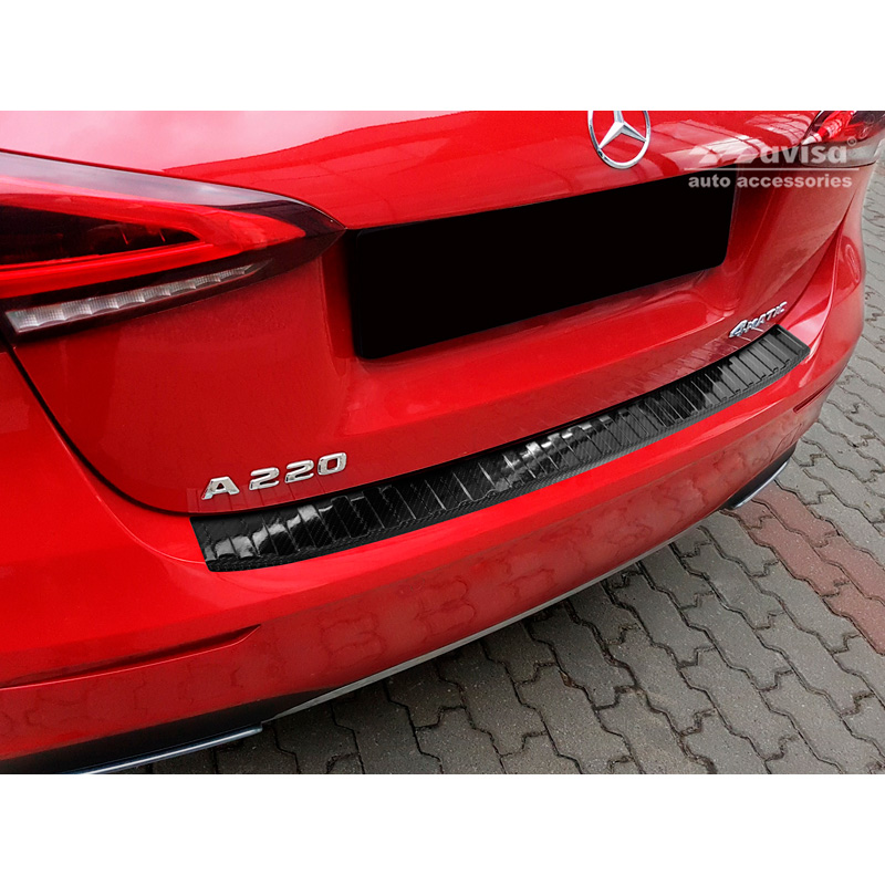 Protection de seuil arrière carboné 3D sur mesure pour Mercedes Classe-A W177 2018-